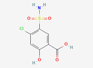 Two-dimensional chemical structure of 4-Chloro-2-hydroxy-5-sulfamoylbenzoic Acid, CAS 14556-98-0