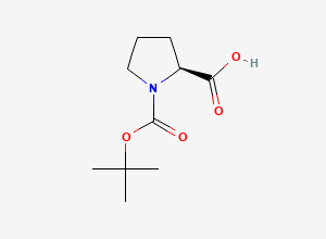 Two-dimensional chemical structure of 1,2-Pyrrolidinedicarboxylic acid, 1-(1,1-dimethylethyl) ester, (2S)-