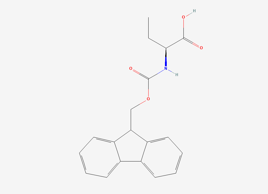 Two-dimensional chemical structure of (2S)-2-(9H-fluoren-9-ylmethoxycarbonylamino)butanoic acid