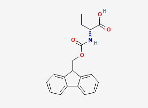 Two-dimensional chemical structure of (2R)-2-({[(9H-fluoren-9-yl)methoxy]carbonyl}amino)butanoic acid