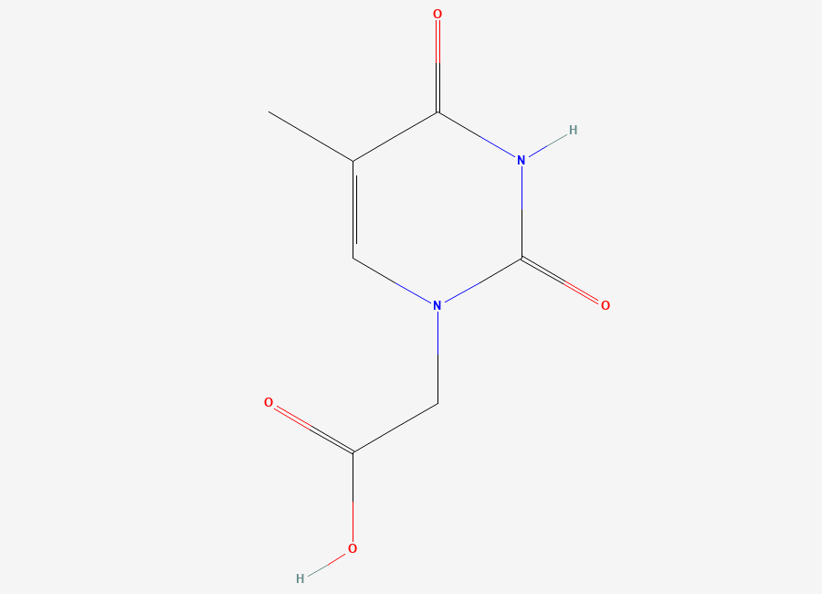 Two-dimensional chemical structure of 2-(5-Methyl-2,4-dioxo-1,2,3,4-tetrahydropyrimidin-1-yl)acetic acid