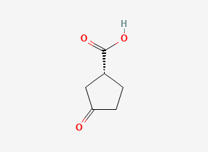 Two-dimensional chemical structure of (R)-3-Oxocyclopentanecarboxylic acid