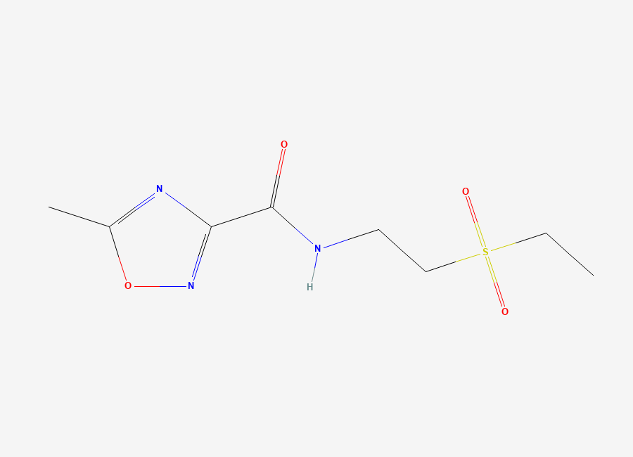 Two-dimensional chemical structure of N-(2-(ethylsulfonyl)ethyl)-5-methyl-1,2,4-oxadiazole-3-carboxamide, CAS 140165-54-4