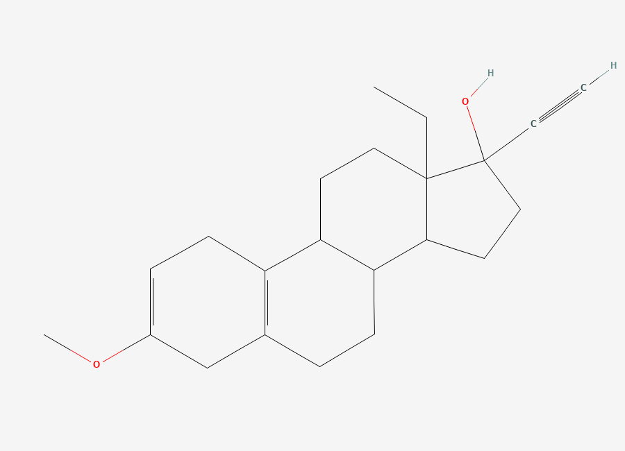 Two-dimensional chemical structure of 13-Ethyl-3-methoxy-18,19-dinorpregna-2,5(10)-dien-20-yn-17-ol
