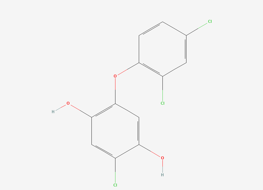Two-dimensional chemical structure of 2-Chloro-5-(2,4-dichlorophenoxy)benzene-1,4-diol
