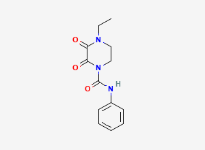 Two-dimensional chemical structure of 4-Ethyl-2,3-dioxo-piperazine-1-carboxylic acid anilide, CAS 65322-79-4