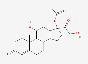 Two-dimensional chemical structure of 11,21-Dihydroxy-3,20-dioxopregn-4-en-17-yl acetate
