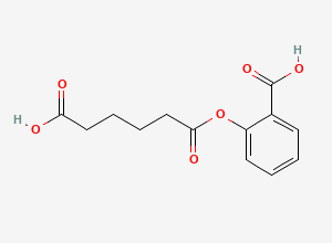 Two-dimensional chemical structure of Hexanedioic Acid Mono-(2-carboxyphenyl) Ester, CAS 863985-44-8
