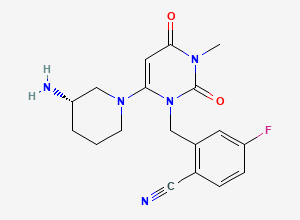 Two-dimensional chemical structure of (S)-2-((6-(3-aminopiperidin-1-yl)-3-methyl-2,4-dioxo-3,4-dihydropyrimidin-1(2H)-yl)methyl)-4-fluorobenzonitrile, CAS 2206135-35-3