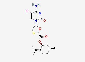 Two-dimensional chemical structure of (2S,5R)-(1R,2S,5R)-2-Isopropyl-5-methylcyclohexyl 5-(4-amino-5-fluoro-2-oxopyrimidin-1(2H)-yl)-1,3-oxathiolane-2-carboxylate