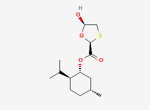 Two-dimensional chemical structure of (1R,2S,5R)-2-Isopropyl-5-methylcyclohexyl(2S,5R)-5-hydroxy-1,3-oxathiolane-2-carboxylate