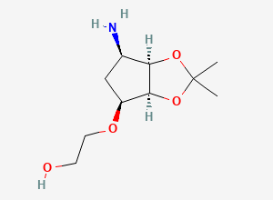 Two-dimensional chemical structure of 2-(((3AS,4S,6R,6AR)-6-Amino-2,2-dimethyltetrahydro-3AH-cyclopenta[D][1,3]dioxol-4-YL)oxy)ethanol