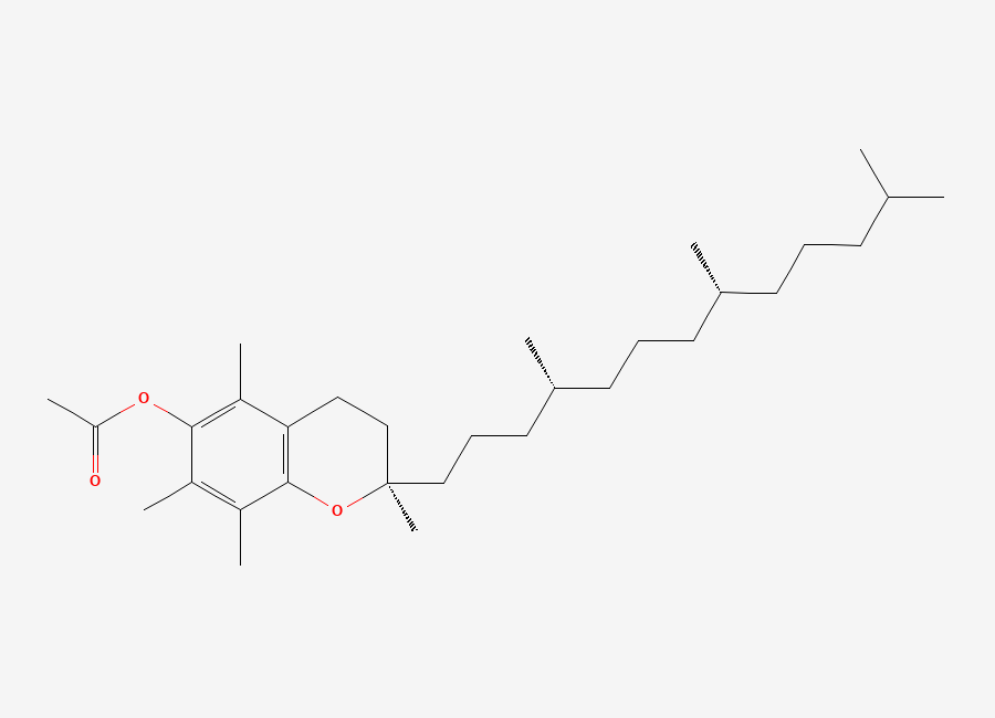 Two-dimensional chemical structure of Alpha-Tocopherol Acetate, CAS 58-95-7