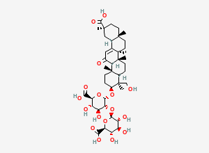 Two-dimensional chemical structure of (2S,3S,4S,5R,6R)-6-[(2S,3R,4S,5S,6S)-2-[[(3S,4S,4aR,6aR,6bS,8aS,11S,12aR,14aR,14bS)-11-carboxy-4-(hydroxymethyl)-4,6a,6b,8a,11,14b-hexamethyl-14-oxo-2,3,4a,5,6,7,8,9,10,12,12a,14a-dodecahydro-1H-picen-3-yl]oxy]-6-carboxy-4,5-dihydroxyoxan-3-yl]oxy-3,4,5-trihydroxyoxane-2-carboxylic acid