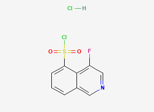 Two-dimensional chemical structure of Ripasudil Isoquinoline Impurity/ 4-Fluoroisoquinoline-5-sulfonyl chloride Hydrochloride, CAS 906820-08-4