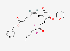 Two-dimensional chemical structure of (2R,3R,4R)-3-(4,4-difluoro-3-oxooctyl)-2-((E)-7-oxo-8-phenyloct-2-enyl)-4-(tetrahydro-2H-pyran-2-yloxy)cyclopentanone
