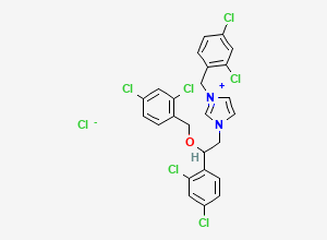 Two-dimensional chemical structure of 1-(2,4-Dichlorobenzyl)-3-[2,4-dichloro-beta-(2,4-dichlorobenzyloxy)phenethyl]imidazolium chloride