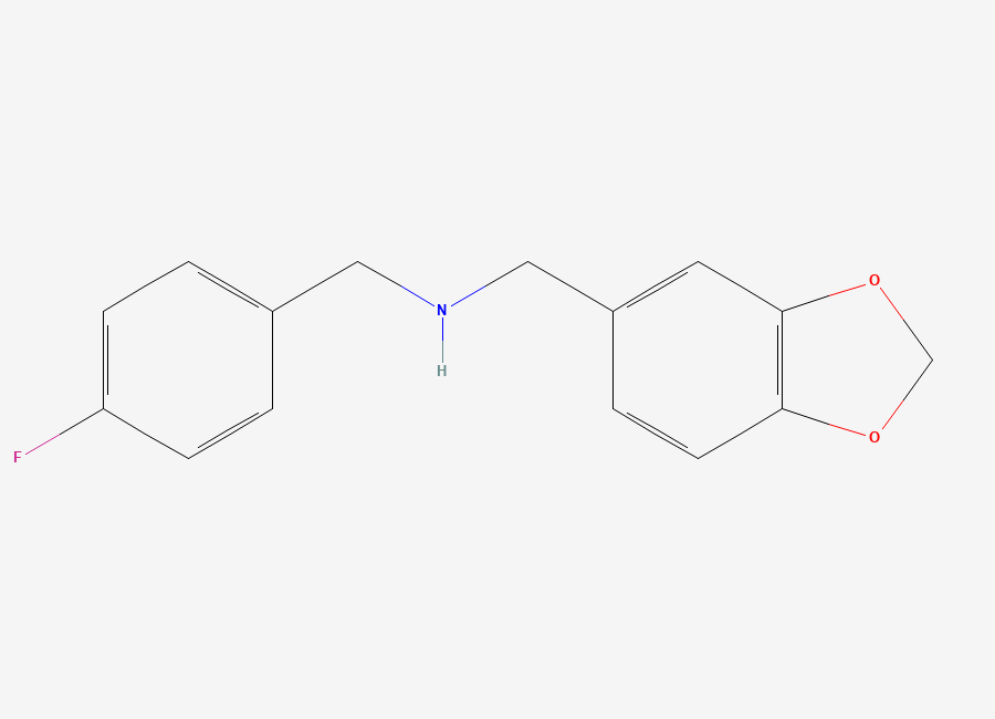 Two-dimensional chemical structure of (1,3-Benzodioxol-5-ylmethyl)(4-fluorobenzyl)amine
