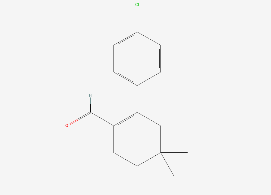 Two-dimensional chemical structure of 2-(4-Chlorophenyl)-4,4-dimethyl-cyclohexene-1-carbaldehyde