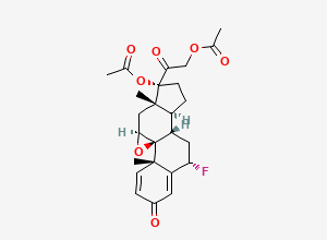 Two-dimensional chemical structure of (6alpha,9beta,11beta)-17,21-Bis(acetyloxy)-9,11-epoxy-6-fluoropregna-1,4-diene-3,20-dione