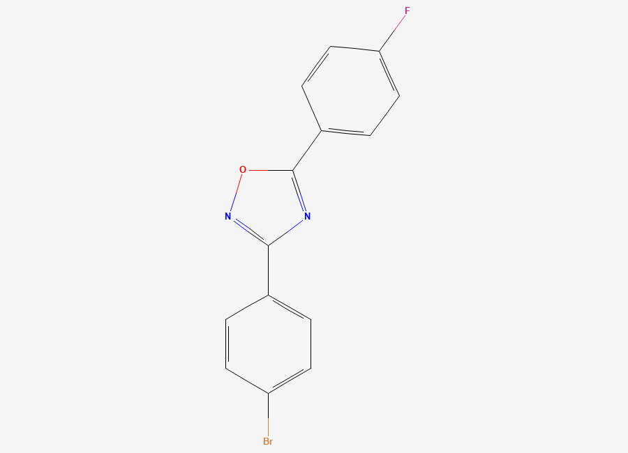 Two-dimensional chemical structure of 3-(4-Bromophenyl)-5-(4-fluorophenyl)-1,2,4-oxadiazole