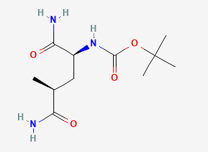 Two-dimensional chemical structure of tert-butyl N-[(2S,4S)-1,5-diamino-4-methyl-1,5-dioxopentan-2-yl]carbamate
