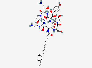 Two-dimensional chemical structure of Caspofungin Acetate Des-methyl Impurity, CAS 1202167-57-4