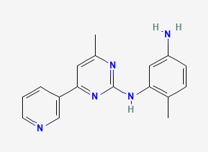 Two-dimensional chemical structure of 6-methyl-N1-(4-methyl-6-(pyridin-3-yl)pyrimidin-2-yl)benzene-1,3-diamine, CAS 1032314-73-0
