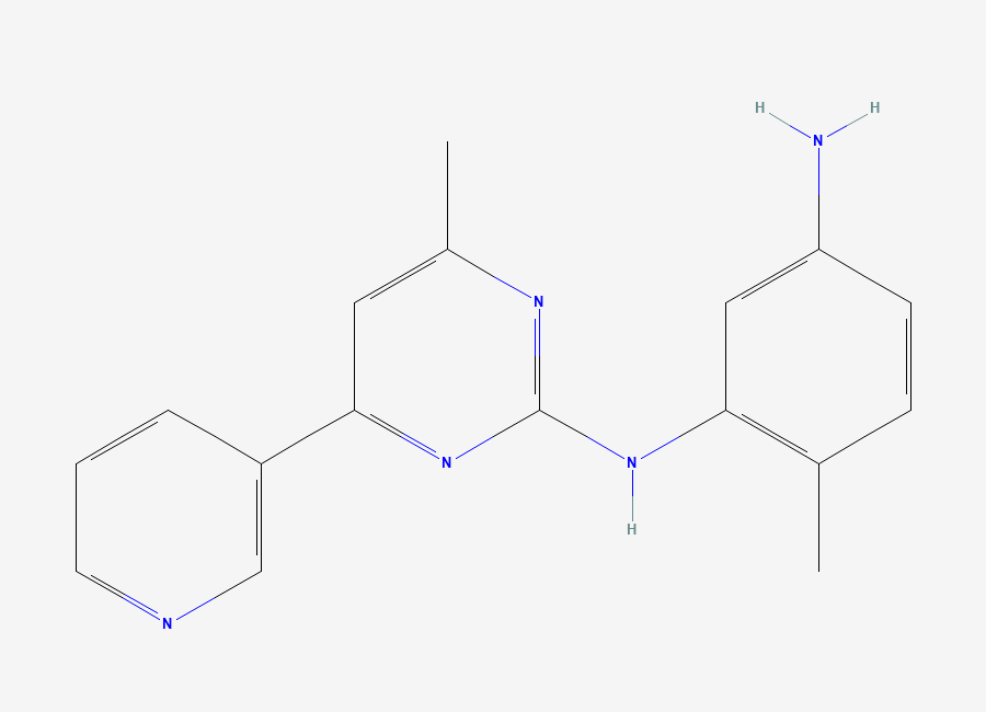 Two-dimensional chemical structure of 6-methyl-N1-(4-methyl-6-(pyridin-3-yl)pyrimidin-2-yl)benzene-1,3-diamine, CAS 1032314-73-0