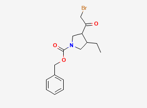 Two-dimensional chemical structure of Benzyl 3-(2-bromoacetyl)-4-ethylpyrrolidine-1-carboxylate