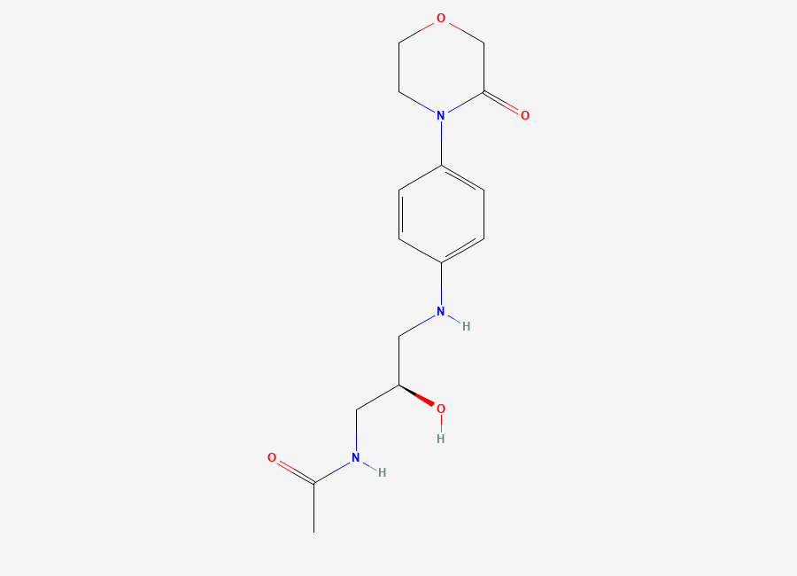 Two-dimensional chemical structure of (R)-N-(2-hydroxy-3-((4-(3-oxomorpholino)phenyl)amino)propyl)acetamide
