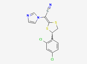 Two-dimensional chemical structure of (2Z)-2-[(4S)-4-(2,4-dichlorophenyl)-1,3-dithiolan-2-ylidene]-2-imidazol-1-ylacetonitrile