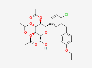 Two-dimensional chemical structure of Dapagliflozin Triacetate, CAS 1443341-94-3