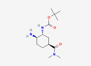 Two-dimensional chemical structure of tert-Butyl ((1R,2R,5S)-2-amino-5-(dimethylcarbamoyl)cyclohexyl)carbamate, CAS 1353893-25-0