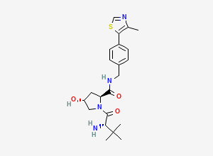Two-dimensional chemical structure of (2S,4R)-1-[(2S)-2-amino-3,3-dimethylbutanoyl]-4-hydroxy-N-{[4-(4-methyl-1,3-thiazol-5-yl)phenyl]methyl}pyrrolidine-2-carboxamide