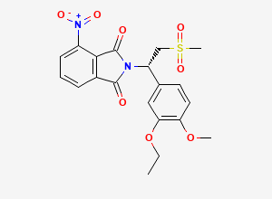 Two-dimensional chemical structure of 2-[(1S)-1-(3-ethoxy-4-methoxyphenyl)-2-methylsulfonylethyl]-4-nitroisoindole-1,3-dione, CAS 2095036-40-9