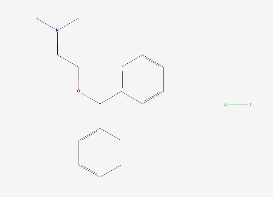 Two-dimensional chemical structure of Diphenhydramine Hydrochloride, CAS 147-24-0
