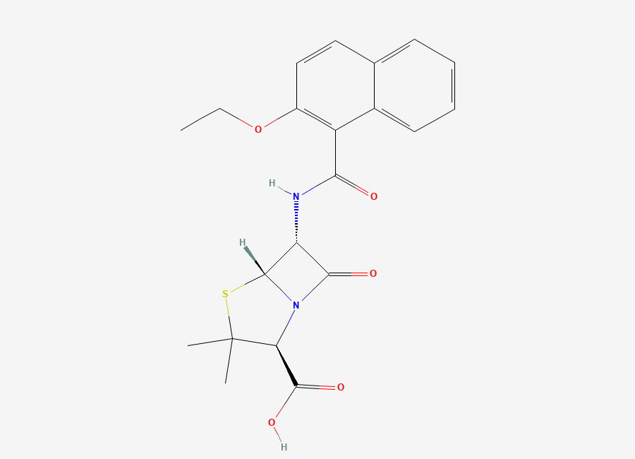 Two-dimensional chemical structure of Nafcillin, CAS 147-52-4
