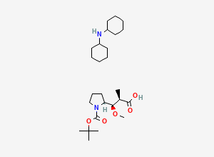 Two-dimensional chemical structure of Dicyclohexylamine (2R,3R)-3-((S)-1-(tert-butoxycarbonyl)pyrrolidin-2-yl)-3-methoxy-2-methylpropanoate, CAS 1369427-40-6