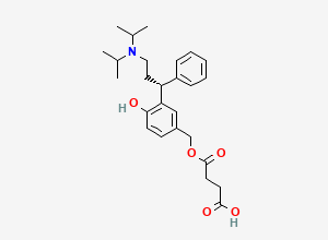 Two-dimensional chemical structure of 1-[[3-[(1R)-3-[Bis(1-methylethyl)amino]-1-phenylpropyl]4-hydroxyphenyl]methyl 2-Butanedioic Acid Ester (>90%)