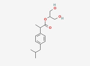 Two-dimensional chemical structure of Ibuprofen 2-Monoglyceride, CAS 124635-85-4