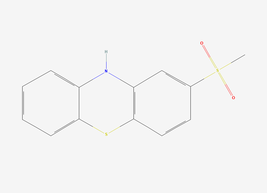 Two-dimensional chemical structure of 2-(Methylsulfonyl) Phenothiazine, CAS 23503-68-6