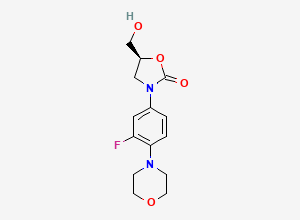Two-dimensional chemical structure of (S)-3-(3-fluoro-4-morpholinophenyl)-5-(hydroxymethyl)oxazolidin-2-one