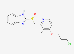 Two-dimensional chemical structure of 2-(((4-(3-Chloropropoxy)-3-methylpyridin-2-yl)methyl)sulfinyl)-1H-benzo[d]imidazole, CAS 1613482-73-7