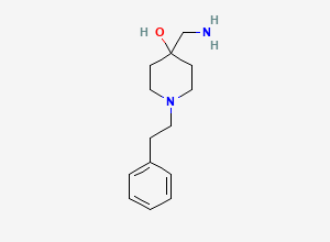 Two-dimensional chemical structure of 4-(Aminomethyl)-1-phenethylpiperidin-4-ol, CAS 23808-42-6