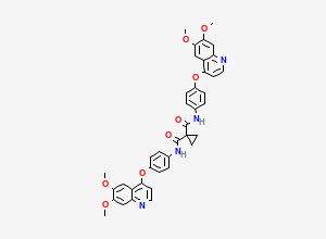 Two-dimensional chemical structure of N,N'-Bis(4-((6,7-dimethoxyquinolin-4-yl)oxy)phenyl)cyclopropane-1,1-dicarboxamide, CAS 2439164-91-5