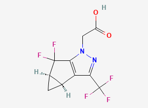 Two-dimensional chemical structure of (3bS,4aR)-5,5-Difluoro-3b,4,4a,5-tetrahydro-3-(trifluoromethyl)-1H-cyclopropa(3,4)cyclopenta(1,2-c)pyrazole-1-acetic acid