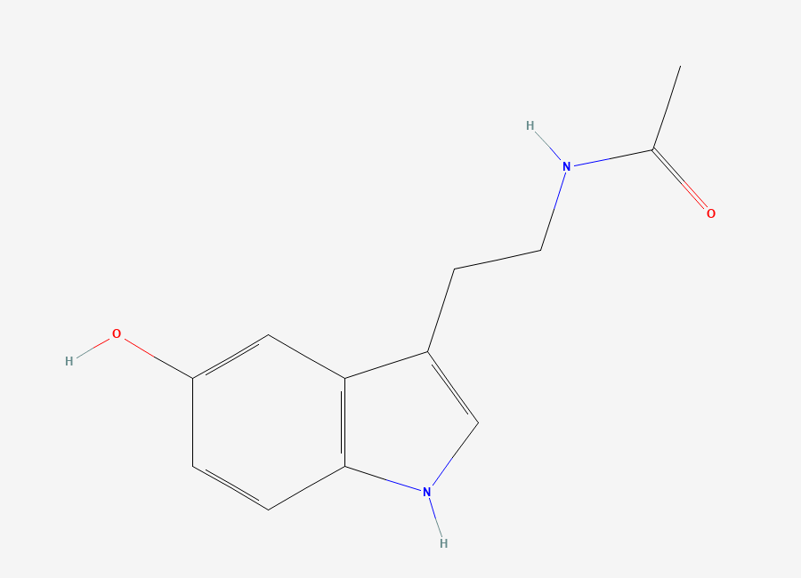 Two-dimensional chemical structure of N-Acetyl Serotonin, CAS 1210-83-9