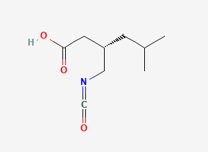 Two-dimensional chemical structure of (S)-3-(Isocyanatomethyl)-5-methylhexanoic acid