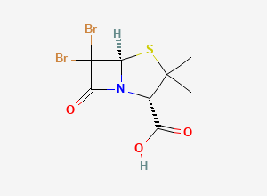 Two-dimensional chemical structure of Sulbactam EP Impurity F / Sulbactam Related Compound F/ 6,6-dibromopenicillanic acid, CAS 24158-88-1